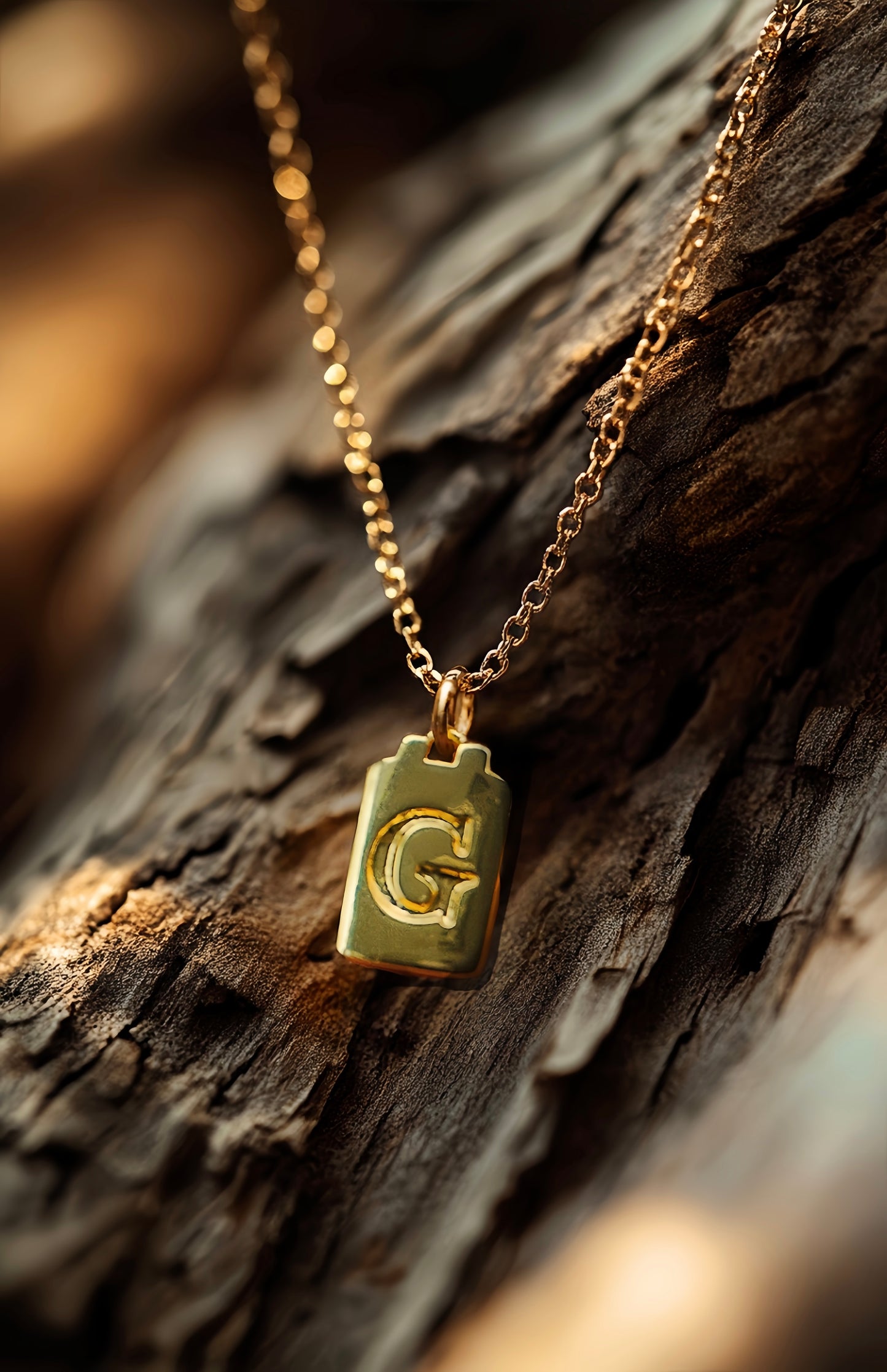 Gold-plated letter tag necklace