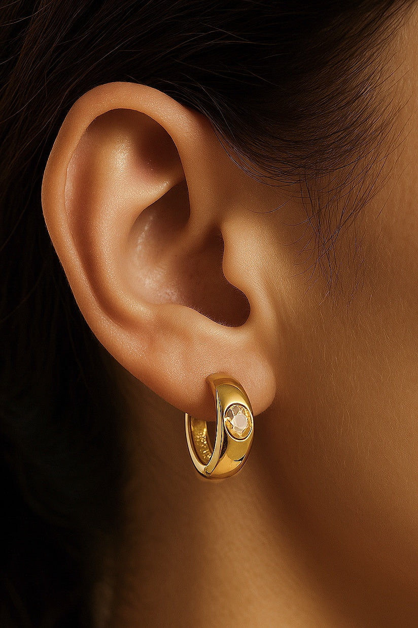 Orbelle Hoop Earrings — Golden Glow, Timeless Clarity