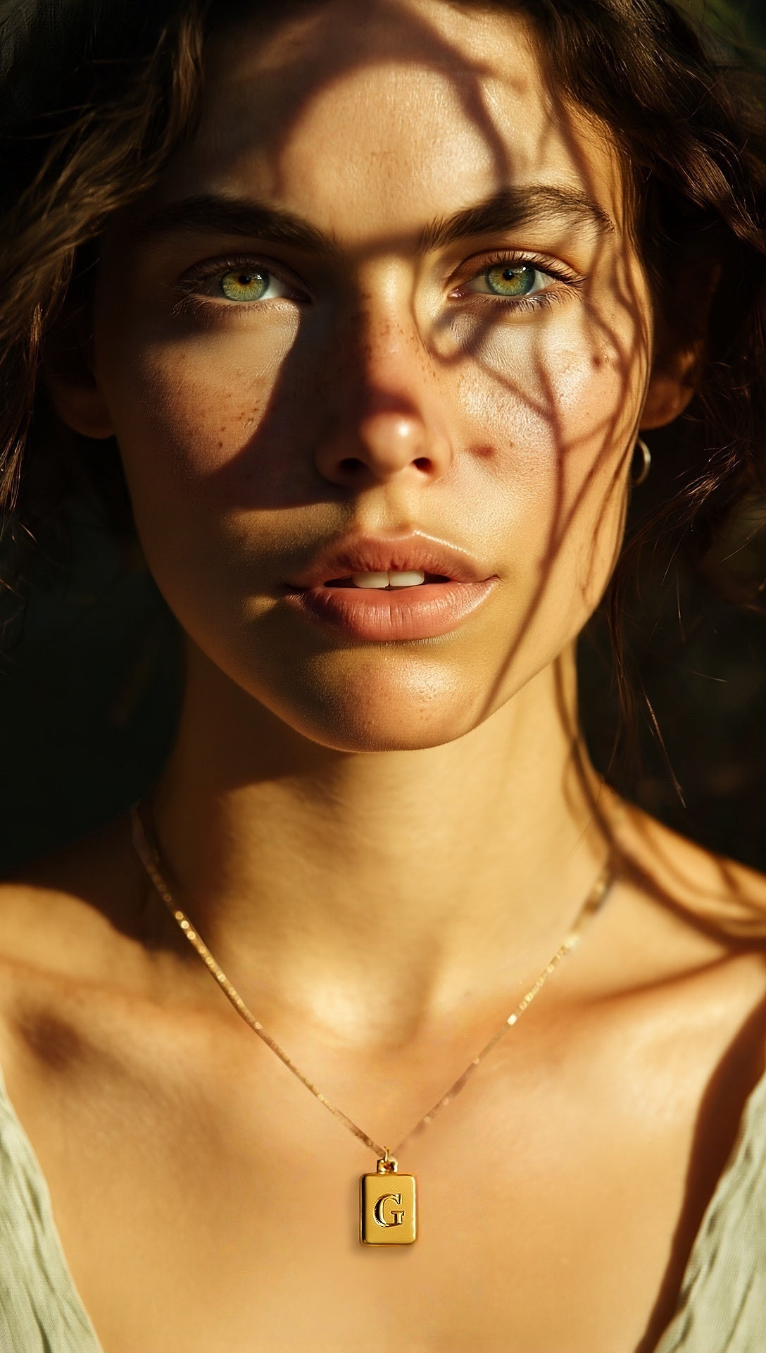 Gold-plated letter tag necklace