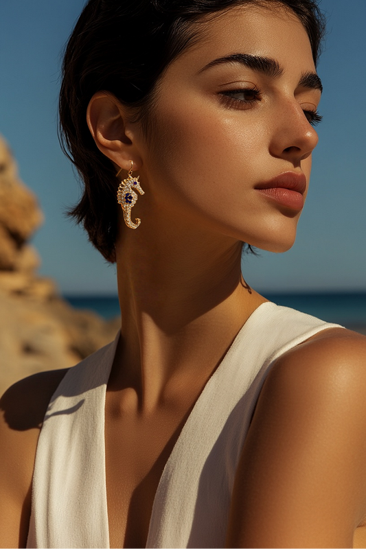 Marella Seahorse & Pearl Asymmetric Earrings