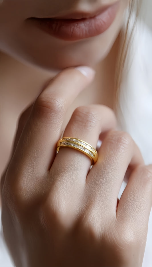 Linea gold-plated diamond open ring