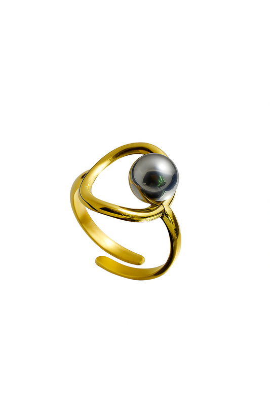 Black Pearl Halo Ring
