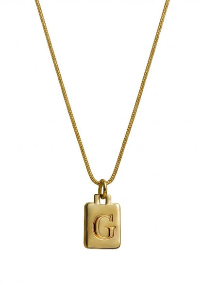 Gold-plated letter tag necklace